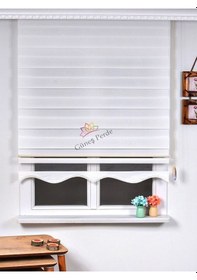 Resim Beyaz Bambu Zebra Stor Güneşlik Perde Etek Dilimli Alüminmyumkasa Beyaz 