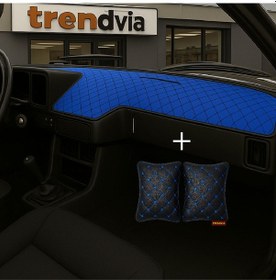 Resim Tofaş Şahin Doğan Kartal Alçak Ön Göğüs Mavi-siyah Torpido Kılıfı / Siyah-mavi Boyun Yastığı 