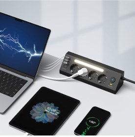Resim Fulltech Ftr-22 Gece Lambalı Akım Korumalı Çoklu Priz - Siyah 2 M 