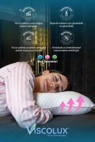 Resim Visco Kelebek Yastık - Özel Ortopedik Boyun Destekli Visco Yastık 57x45x13 Pembe 