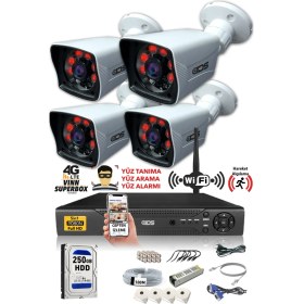 Resim Ids 4 Kameralı 5mp Sony Lensli 1080P Fullhd Güvenlik Kamerası Sistemi - Cepten Izle - 250DIŞ 