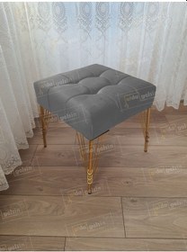 Resim Modern Dilim Puf Ayakucu Puf Gold Metal Ayak 45 45 Gri 