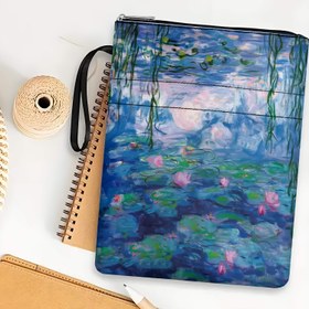Resim Monet'in Su Zambakları Temalı Fermuarlı Kitap Kılıfı, Yumuşak Kapaklı Cilt Koruyucu, Yıkanabilir Çok Amaçlı Depolama Çantası - Öğrenciler ve Kitap Severler İçin 