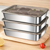 Resim 2/3 Set Sızdırmaz Paslanmaz Çelik Yiyecek Saklama Kapları - BPA İçermez, Yeniden Kullanılabilir ve Yığılabilir, Dayanıklı Hava Geçirmez Mutfak Meyve, Et, Sebze Saklama Kapları - Kolay Temizlenebilir, Modern Tasarım, Yemek Odası, Buzdolabı, Dondurucu Yemek Hazırlığı İçin Mükemmel 
