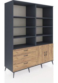 Resim Kronos Gardrop 9 Raflı 3 Çekmeceli 2 Kapaklı 176x59x221 Antrasit-çam Çam 
