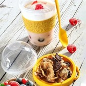 Resim MuazShop® Taken Go Kapaklı Kaşıklı Pratik Taşınabilir Meyveli Yoğurt Kabı 