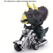Resim Fochsia 1 Adet Siyah Triceratops Motosiklet Oyuncağı, Gerçekçi Dinozor Ataletli Motor Oyuncak Siyah Triceratops 