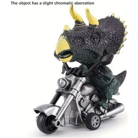 Resim Fochsia 1 Adet Siyah Triceratops Motosiklet Oyuncağı, Gerçekçi Dinozor Ataletli Motor Oyuncak Siyah Triceratops 