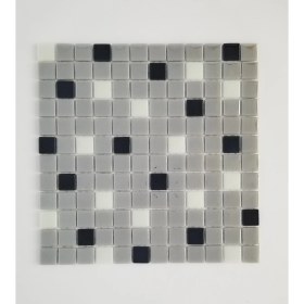 Resim Orient Mutfak,banyo,havuz ve Zemin Için Gri Siyah Beyaz 25X25 Cam Mozaik ( 1 Koli = 10 File = 1 m2 Fiyatıdır ) 