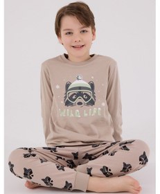 Resim Rolypoly Erkek Çocuk Kahverengi Pijama Takımı Rp3669-c-v2 