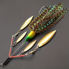 Resim Büyük Spinner Yemler Gürültülü Vızıltı, Döner Bıçak, Kabarcık Titreşimi ve Tandem Dönüş ile Turna, Alabalık, Turna ve Turna için Sert Balıkçılık Yemi 