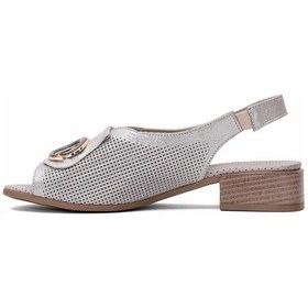 Resim Mammamia D25ys-2720 Kadın Hakiki Deri Topuklu Sandalet Vizon Vizon 