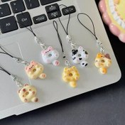 Resim Sevimli kedi çörek telefon kayışı, eğlenceli çizgi film yemek ve oyun tarzı, çiftler ve kız arkadaşlar için düşünceli hediye aksesuarları 