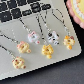 Resim Sevimli kedi çörek telefon kayışı, eğlenceli çizgi film yemek ve oyun tarzı, çiftler ve kız arkadaşlar için düşünceli hediye aksesuarları 