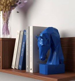 Resim Dekoratif Kitap Tutucu Kübit At Figürlü Biblo mavi 