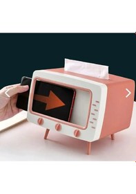 Resim Tv Şeklinde Retro Telefonluk Peçetelik Hediyelik Telefon Aksesuarları Renk Kırmızı Pembe 