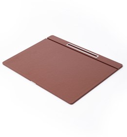 Resim Deri Kapaklı Masa Sümeni Taba Krom Detaylı 50x35cm 