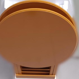 Resim Çanta Zigon Sehpa Oval Model Dörtlü Ahşap Mdf Beyaz ve Hardal Renk Uyumu El Yapımı 