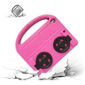 Resim İpad 10.2 8.nesil Uyumlu Zore Wheel Car Tekerlek Standlı Tablet Eva Silikon Kılıf-mor Tablet Kılıfı 