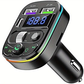 Resim 1 adet Araç Şarj Cihazı, Cep Telefonu Şarj Cihazı, 5.0 Kablosuz Verici, MP3 Çalar, Eller Serbest Alıcı, Ortam Işığı Verici, Type-C 3.1A Hızlı Şarj 790005167 