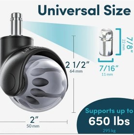 Resim Dashanshop 5 Parça Beyaz 2 İnç Mobilya Ve Ofis Sandalyesi Küresel Pürüzsüz Dönen Tekerlek Seti 