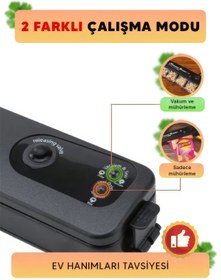 Resim Vacuum Sealer Gıda Mühürleme Vakum Makinesi- Yiyecek Tazeliği Koruma Ev Ve Restoran- 10 Adet Poşet Hediyeli 