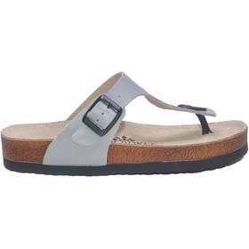 Resim Shoerokee Pa Gri Gerçek Deri ( Grey Real Leather Slippers) Terlik 