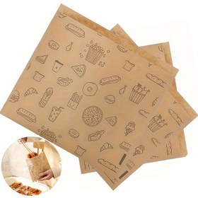Resim EcoWrap 50 Paket Unbleached Kraft Kağıt Poşetleri, Yağ Dayanıklı Yağ Geçirmez Atıştırmalık Poşetleri, Ekmek, Bisküvi, Sandviçler, Deli Poşetleri, Gıda Saklama Pergament Kağıt Poşetleri 