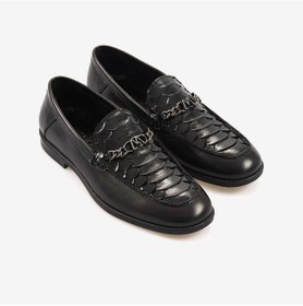 Resim Mocassini Gold Erkek Loafer A9215 Siyah Siyah Piton 