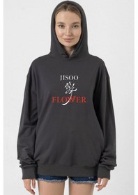 Resim Jisoo Flower Füme Kadın 2ip Kapşonlu Füme 