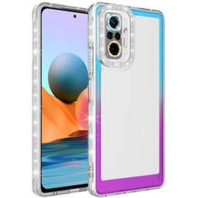 Resim Fibaks Redmi Note 10 Pro Kılıf Simli Renkli Parlak Kamera Lens Korumalı Transparan Kapak 