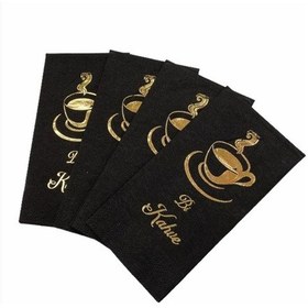 Resim Gold Yaldızlı Siyah Bi Kahve Peçete 6x12 cm 