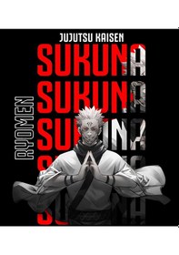 Resim Jujutsu Kaisen - Sukuna - Anime Baskılı Unisex %100 Pamuk Siyah Bisiklet Yaka Sweatshirt Siyah 