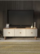 Resim Bohem Tarz 135cm 3 Kapaklı Mdf Kapak Tv Ünitesi Ceviz 