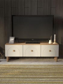 Resim Bohem Tarz 135cm 3 Kapaklı Mdf Kapak Tv Ünitesi Ceviz 