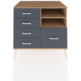 Resim Kronos Şifonyer 2 Raflı 5 Çekmeceli 88x59x80 Çam-çam/antrasit Çam/antrasit 