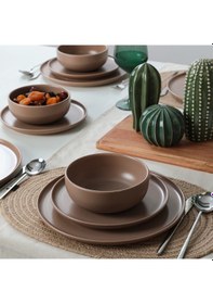 Resim Keramika Nordic Mat Toprak Taupe Yemek Takımı 18 Parça 6 Kişilik 977 