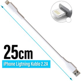 Resim 25cm USB Lightning iPhone iPad Şarj Kablosu Kısa Powerbank Kablo Subzero CL17 