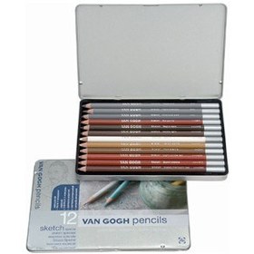 Resim Talens Van Gogh Sketch Set Special Sanguine Kalemi Metal Set 12'Li 