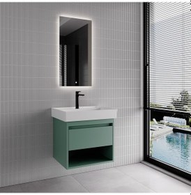 Resim Denko Bingo 60 Cm Mdf Melisa Banyo Dolabı Takımı Yeşil 