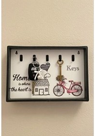 Resim Dekoratif Dikdörtgen Anahtar Askısı Anahtarlık Parlak Siyah 