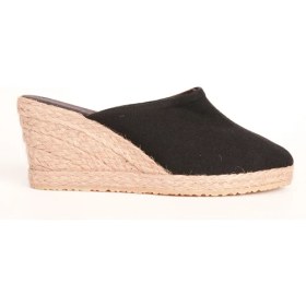 Resim Beyken Ayakkabı Burnu Kapalı Dolgu Topuk Bayan Keten Terlik 