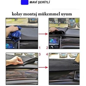 Resim Renault Megane 2 3d Özel Yeni Torpido Koruma Kılıfı - Ön Göğüs Kaplama - Mavi Şerit 
