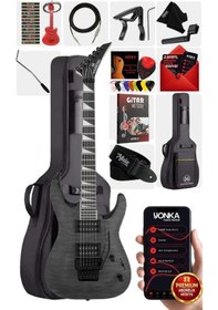 Resim Maxword Grade Gray Rosewood Klavye Hh Yüksek Kaliteli Floyde Rose Elektro Gitar 