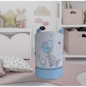 Resim Mekta Home Bebek Ve Çocuk Odası Bisikletli Fil Desenli Oyuncak Sepeti Renkli Çok Renkli 