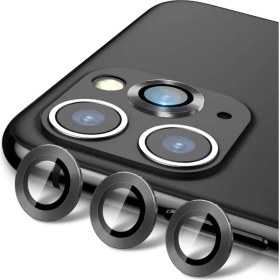 Resim I-Stone Metal Kamera Koruma Lensi Apple iPhone 12 Siyah 