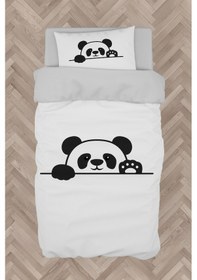 Resim Mekta Home Bebek Ve Çocuk Odası El Sallayan Sevimli Panda Desenli Nevresim Takımı 