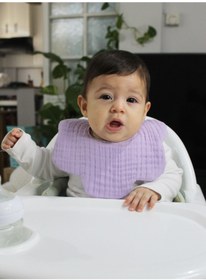Resim elibaby %100 Organik Pamuk 4 Katlı Multi Ekstra Yumuşak Müslin Çiçek Önlük Lavanta, Mama ve Salya Önlüğü 