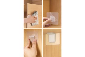 Resim Gampus Yapışkan Raf Köşe Tutucu Klips 4 Adet Şeffaf Yapışkanlı 