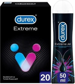 Resim Durex Extreme Geciktiricili Prezervatif 20'li + Extreme Jel 50 ML 